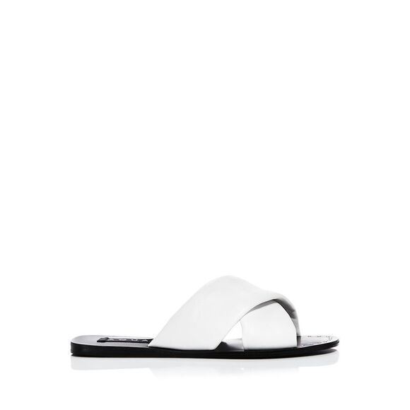 AQUA Womens White Crisscross Silky Square Toe Slip On Slide Sandals 6.5 M - Picture 2 of 4